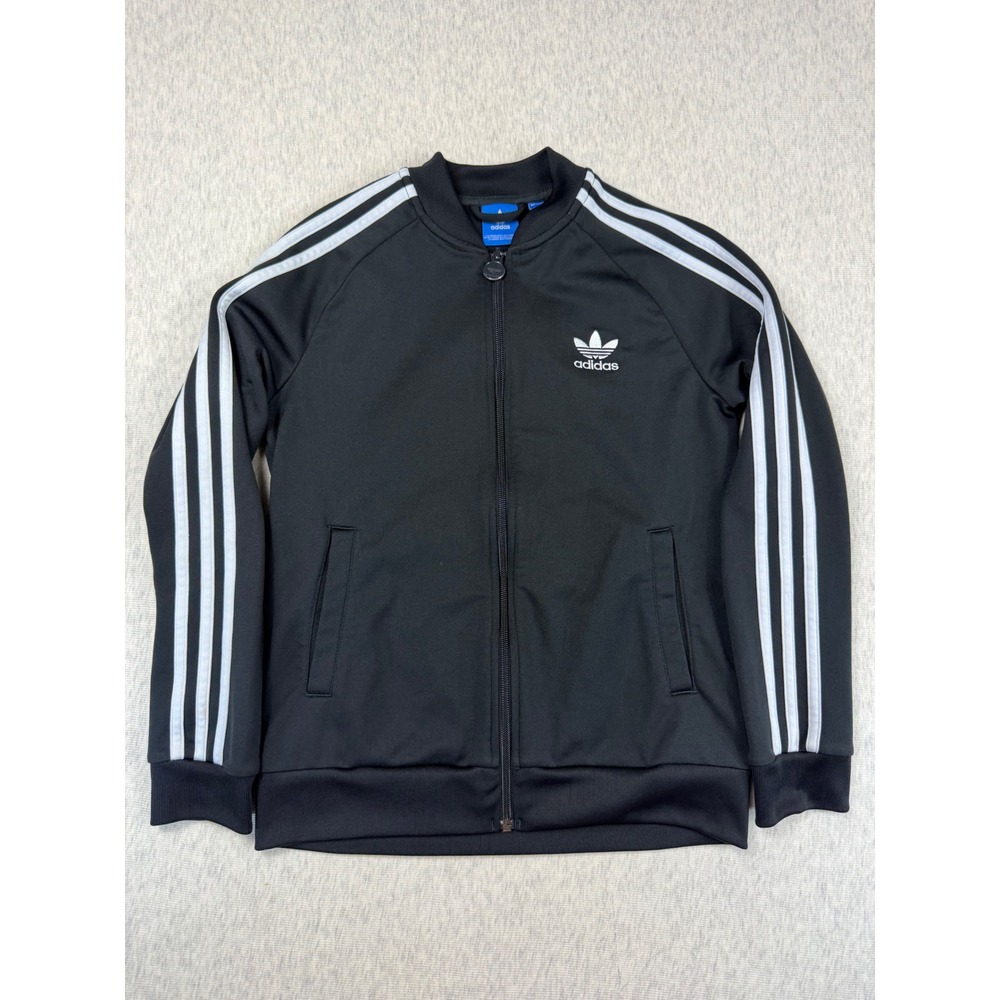 Adidas Originals Kids SST Track Jacket Black White Stripes Trefoil Size M 11-12Y
